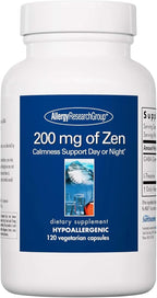 Allergy Research Group 200 mg of Zen - GABA L-Theanine Supplement, Natural Calm, Sleep & Relax Support for Women & Men, Take Day or Night for Relaxation & Calm Energy - 120 Vegetarian Capsules