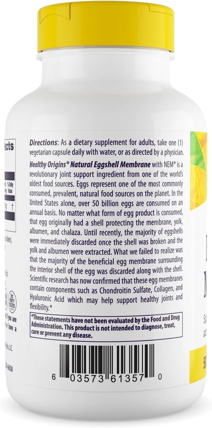 Healthy Origins Eggshell Membrane 500 mg (NEM, Non-GMO, Gluten Free, Joint Support), 120 Veggie Caps