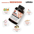 UMZU Redwood Max Nitric Oxide Booster, Blood Flow & Circulation Support for Men & Women, Energy, Stamina & Recovery – Heart & Varicose Vein Supplement – 2 Capsules Daily – 60 Count