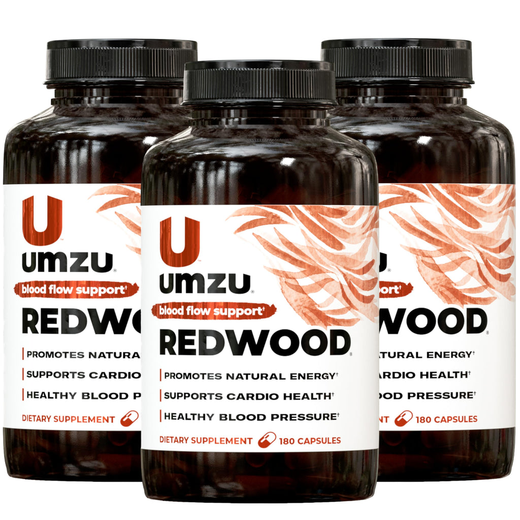 UMZU Redwood Max Nitric Oxide Booster, Blood Flow & Circulation Support for Men & Women, Energy, Stamina & Recovery – Heart & Varicose Vein Supplement – 2 Capsules Daily – 60 Count