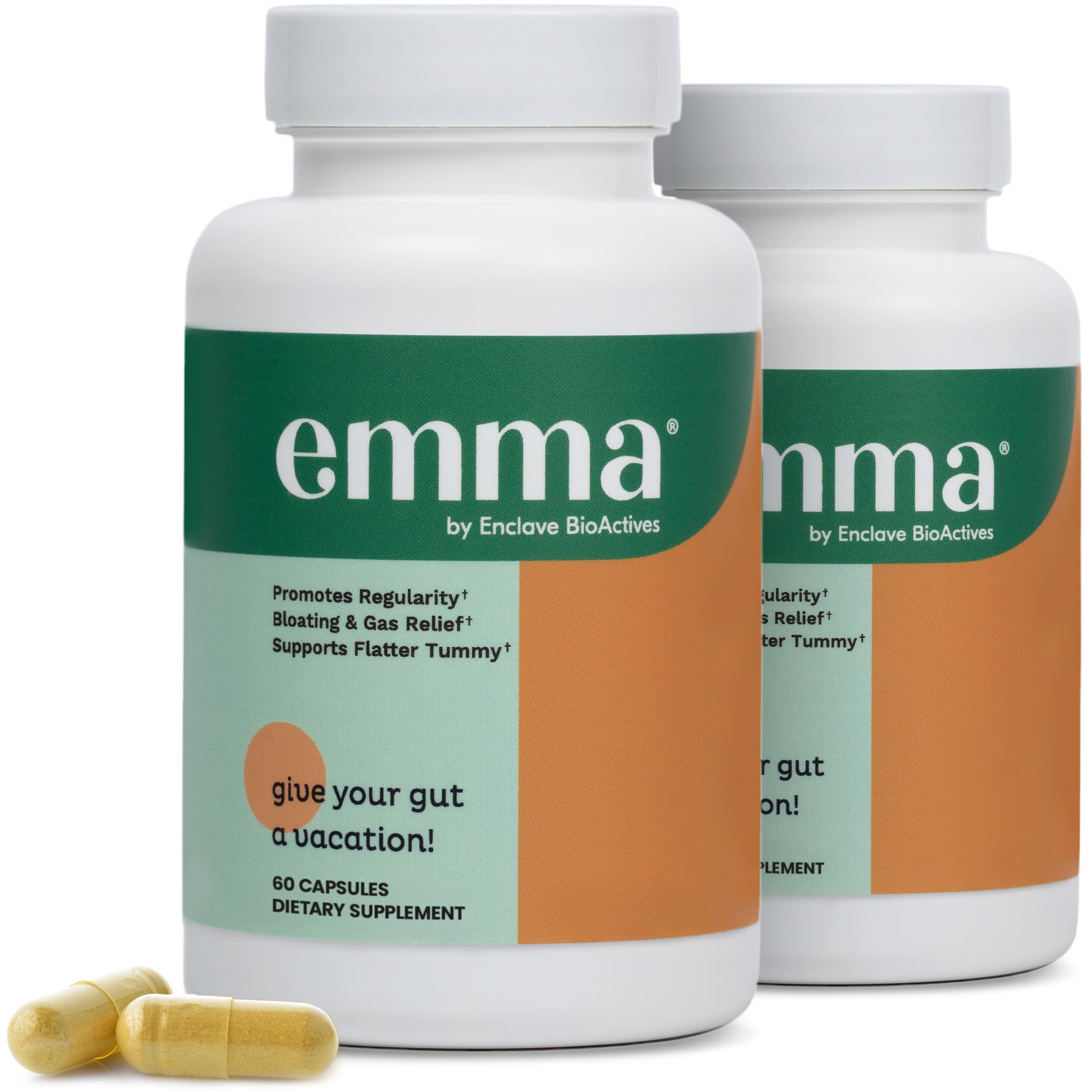 Emma Gut Health Supplement for Digestive Support & Bloating Relief – Doctor-Formulated, 60 Capsules