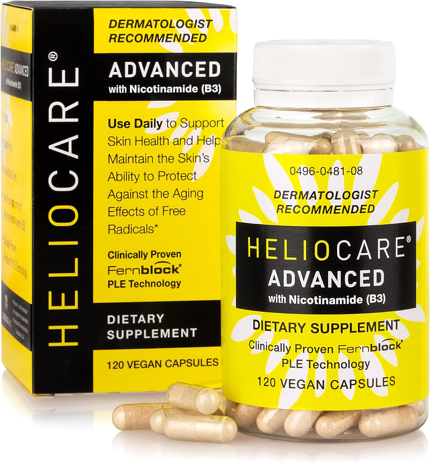 Heliocare Advanced Niacin B3 Supplement Pack of 2 : Fernblock PLE Extract 240mg Per Serving - Supports Skin Cell Health W/Antioxidant Rich Vitamin B3 Niacin 500 mg - 120 Vegan Capsules