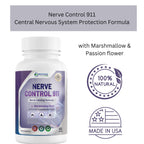 Nerve Control 911 supplement bottle with branding and product details on a white background